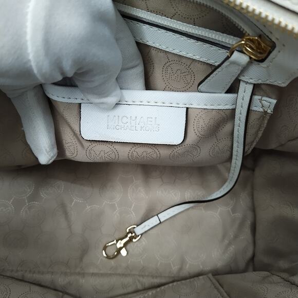 Michael Kors Selma Fuschia Pink Canvas Leather Trim Zipper Satchel Shoulder Bag - Picture 12 of 16